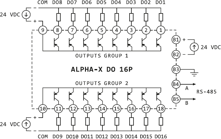 Connection diagram of Alpha-X DO 16P