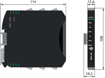 Overall dimensions of ENC converters, mm