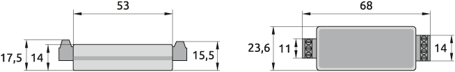 Overall dimensions of EDC converters, R1 modification, mm