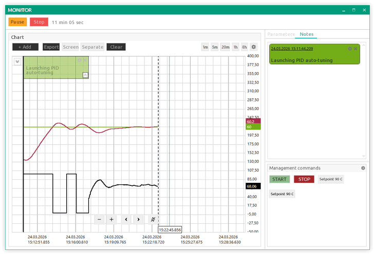 Interface of the 'Monitor' configurator_ELHART_v1 module.5.1