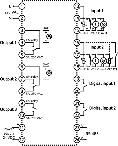 Connection diagram of ECV1-L controller
