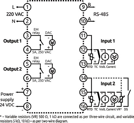 Connection diagram of ECV1-M controller