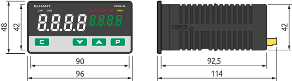 Overall dimensions of ECD2-SL controller, mm