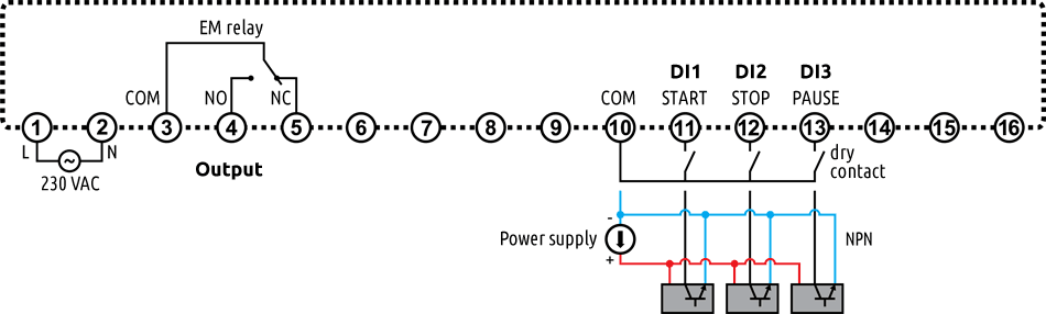 Connection diagram of the ETC31 timer