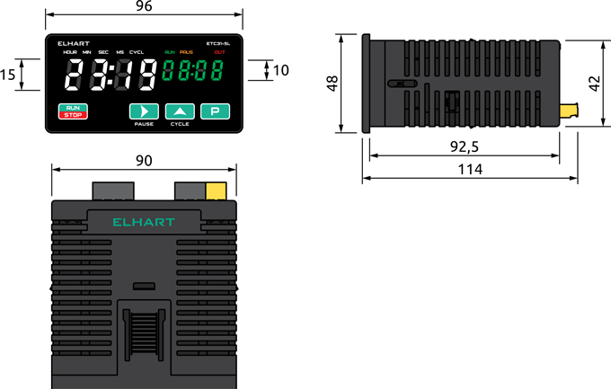 Overall dimensions of the ETC31 timer, mm