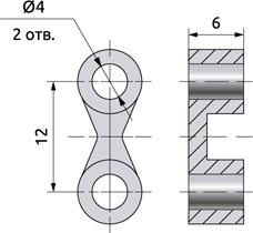 Overall dimensions of the two-rod separator CLS.Sep-D4-2 (PTFE), mm