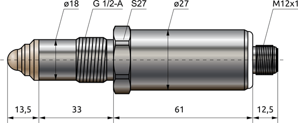 Overall dimensions of the ELS-G12-M5-RS point level switch, mm