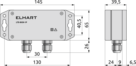 Overall dimensions of the terminal box LTE-BOX-1Р, mm