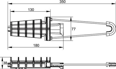 Overall dimensions of the cable holder ЗАН 16-35/1000, mm