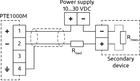 Connection diagram of the PTE1000M transmitter