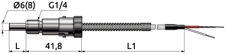 Dimensions of ELHART TCE.C34 thermocouple, mm