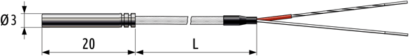 Dimensions of ELHART TCE.C02 sensor, mm