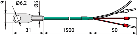 Dimensions of ELHART TRE.C41 series temperature sensor, mm